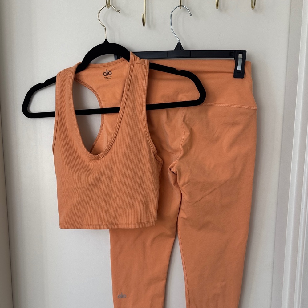 ALO Yoga Peach Tank Top and matching alo pants